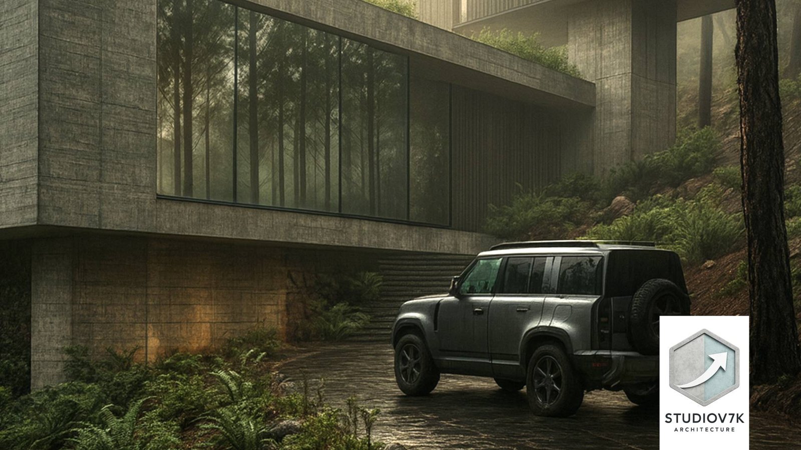 IMAGEN - StudioV7k - Arquitectura - architecture - Residencia Bio Adaptativa México - Fachada Norte Amanecer brumoso - 07